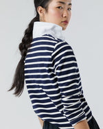 Load image into Gallery viewer, Franny Rugby Polo in Navy/White Heavy Jersey

