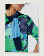 Load image into Gallery viewer, Paige Maxi Dress in Blue/Green Floral Printed Silk Charmeuse
