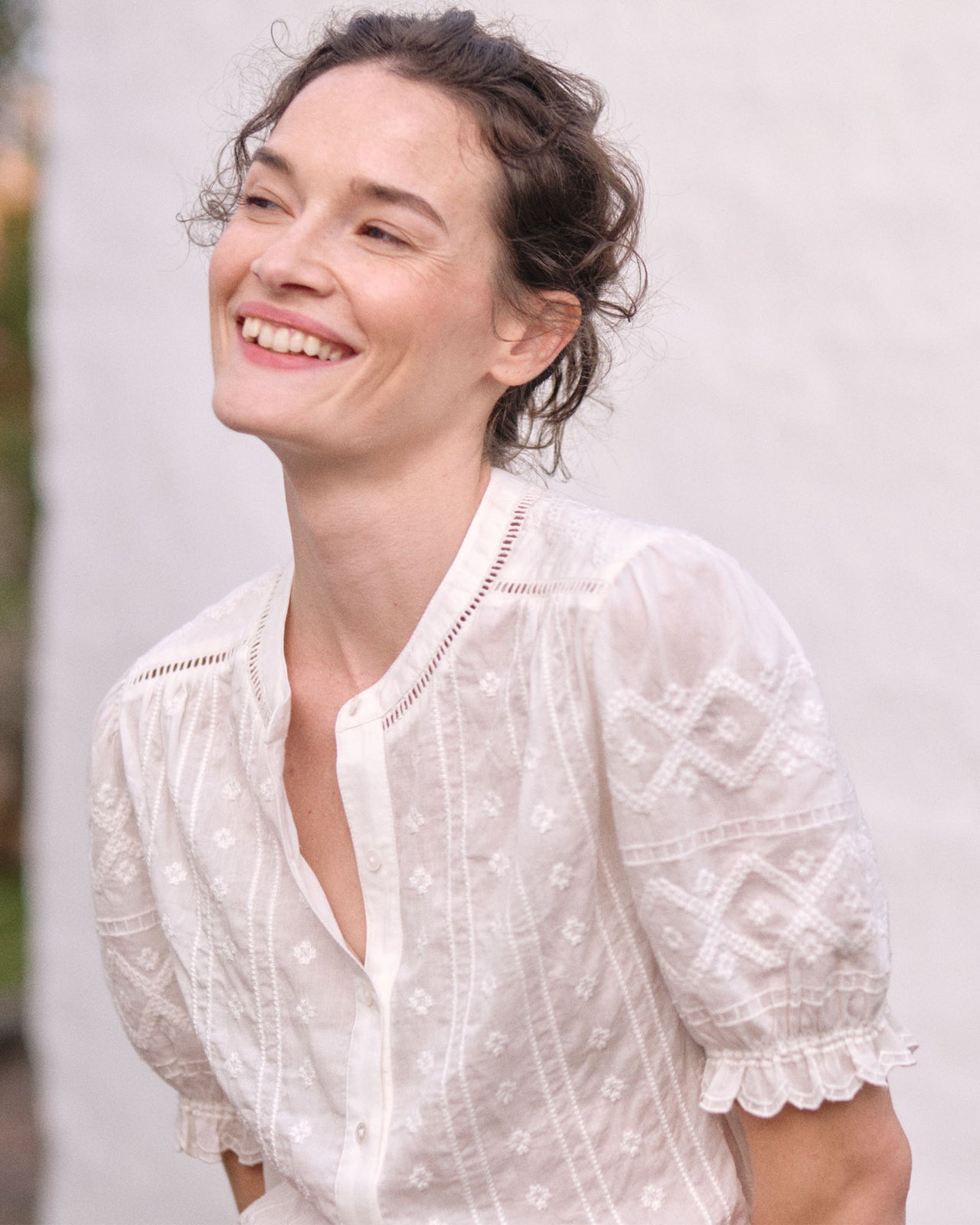 Leonie Blouse in White Embroidered Eyelet