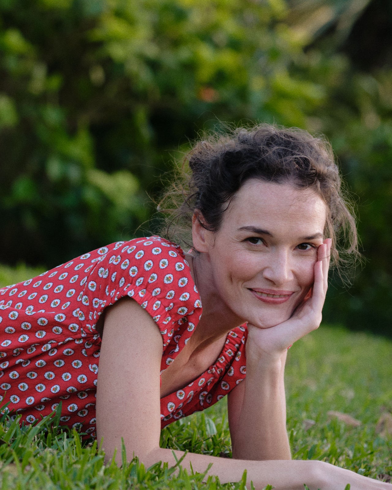 Bridget Top in Red Provençal Rustic Poplin