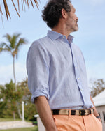Load image into Gallery viewer, Spread Collar Sport Shirt in Sky Linen
