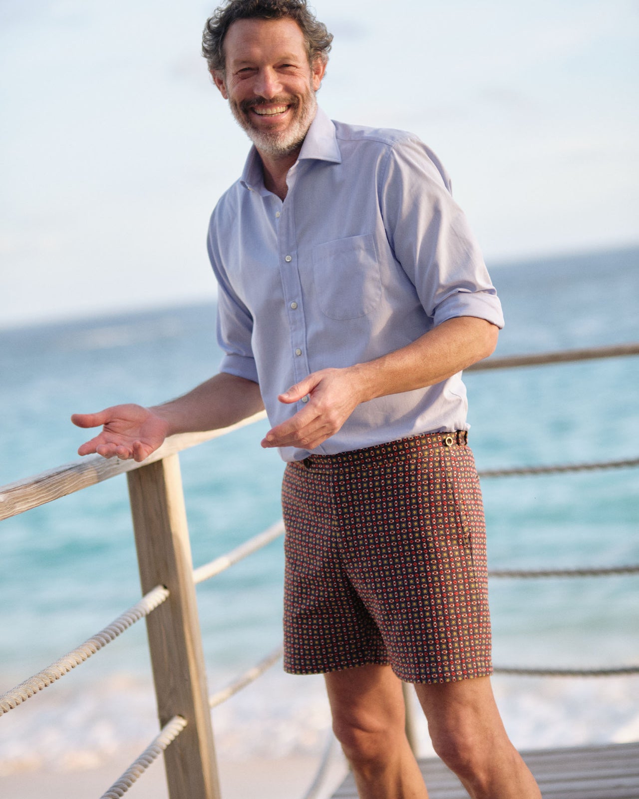 Spread Collar Dress Shirt in Blue Micro Cellulare
