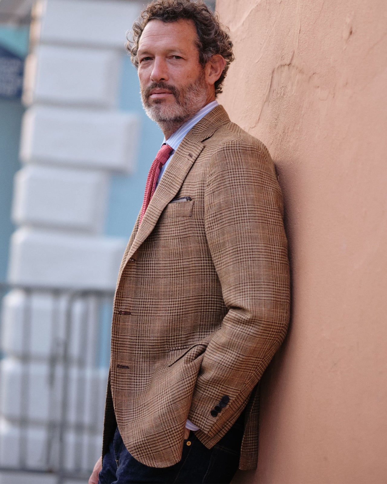 Silk Knit Tie in Coral
