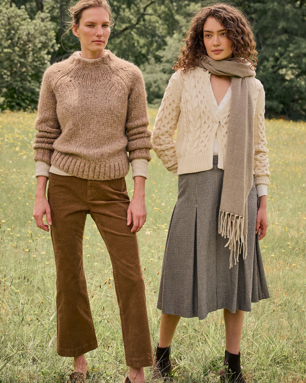Mary Sweater in Heather Oatmeal Alpaca/Cotton