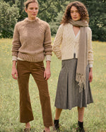 Load image into Gallery viewer, Handwoven Scarf in Mink/Cream Brushed Cashmere Twill

