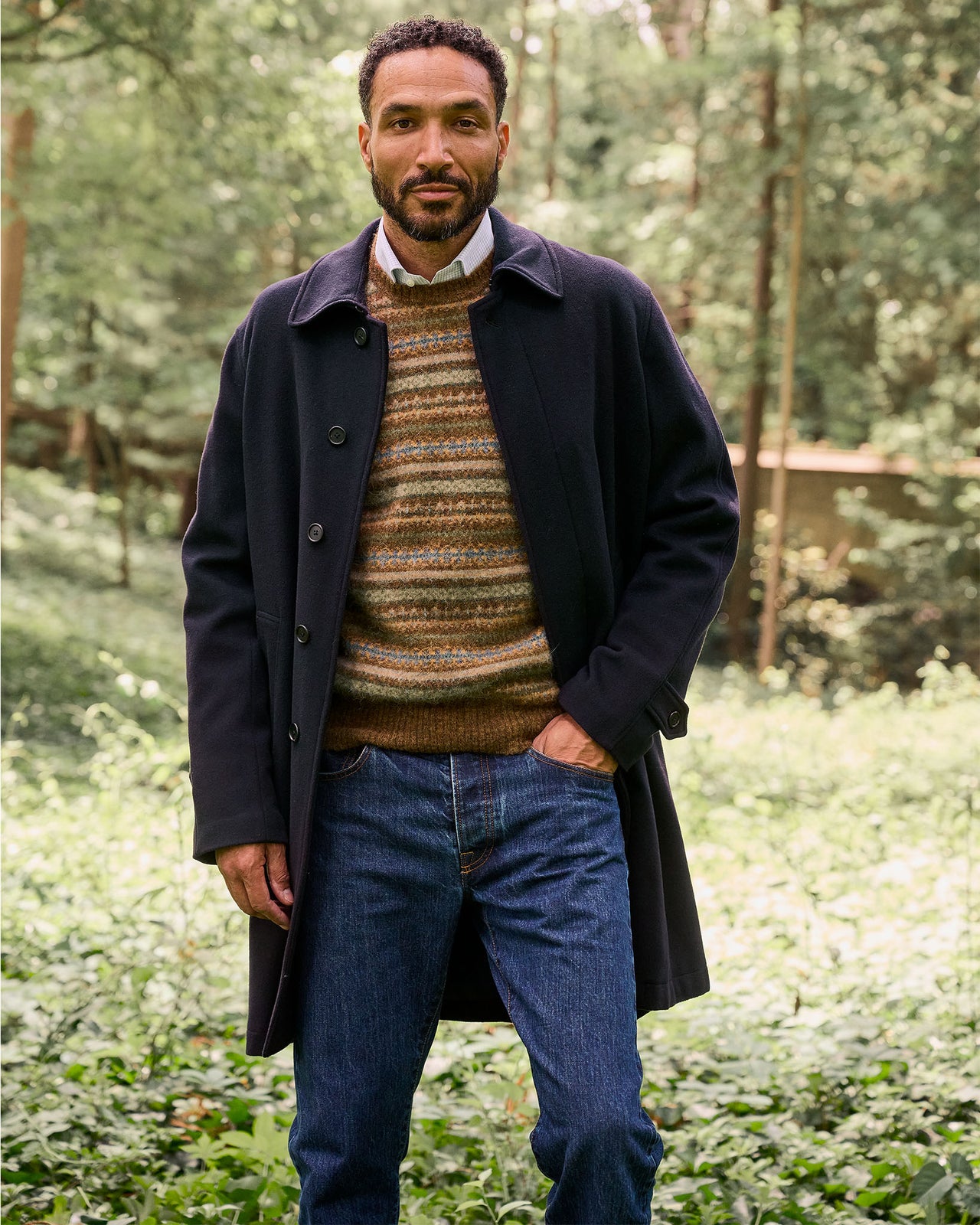 Fair Isle Sweater in Brown Multi Wool/Alpaca