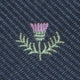 Hand-Rolled Silk Club Tie in Navy/Lavender/Green Laurel