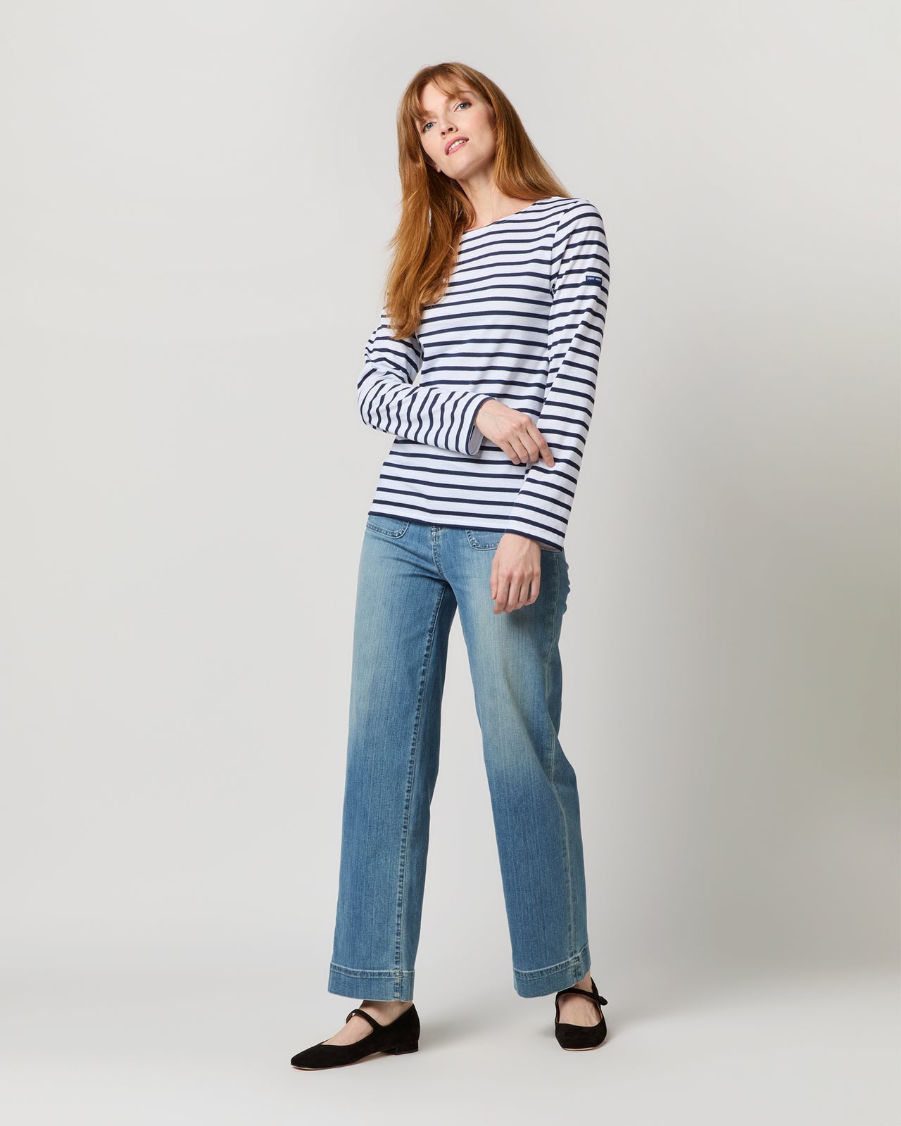 Modern Minquiers Tee in Neige/Marine Stripe