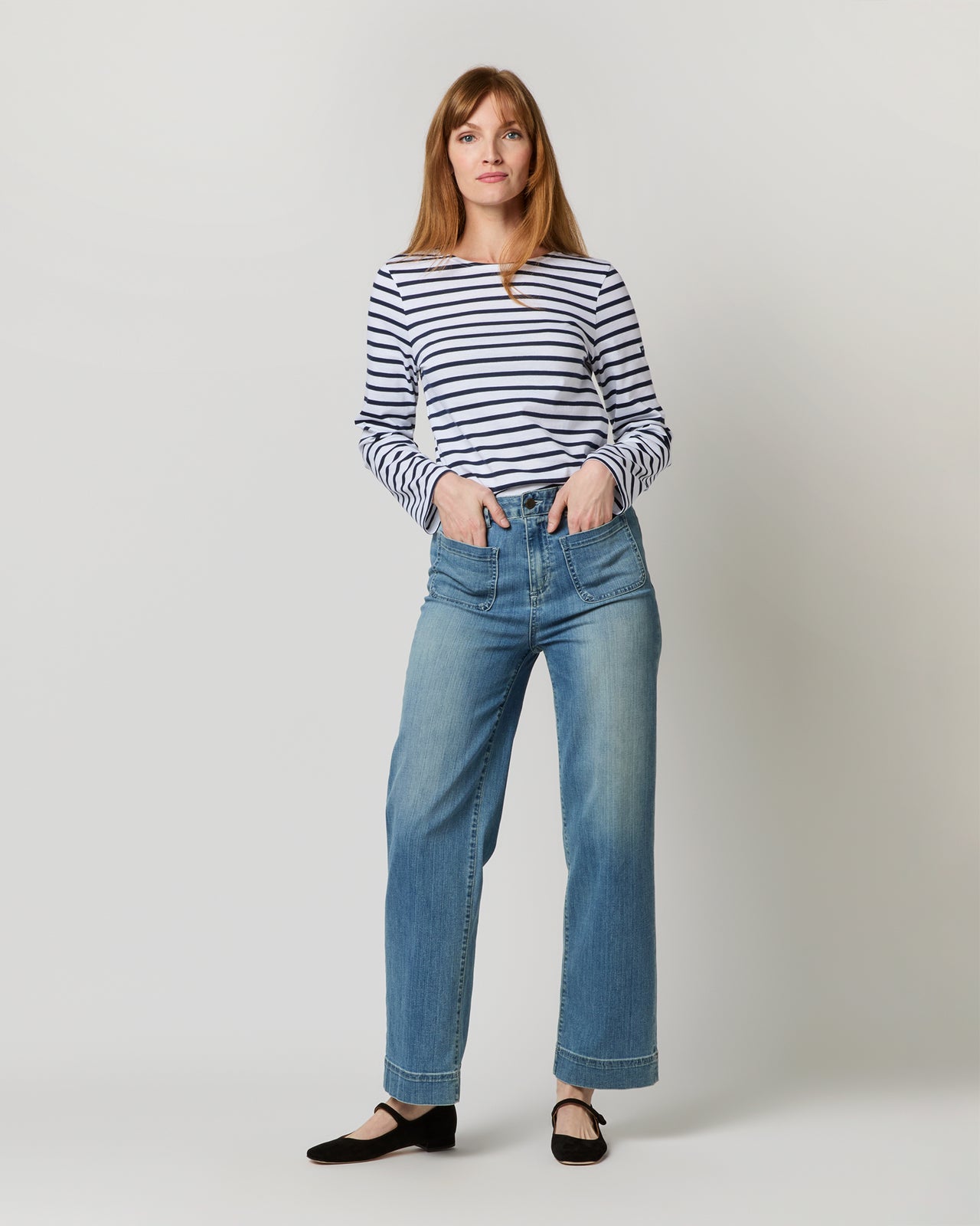 Modern Minquiers Tee in Neige/Marine Stripe