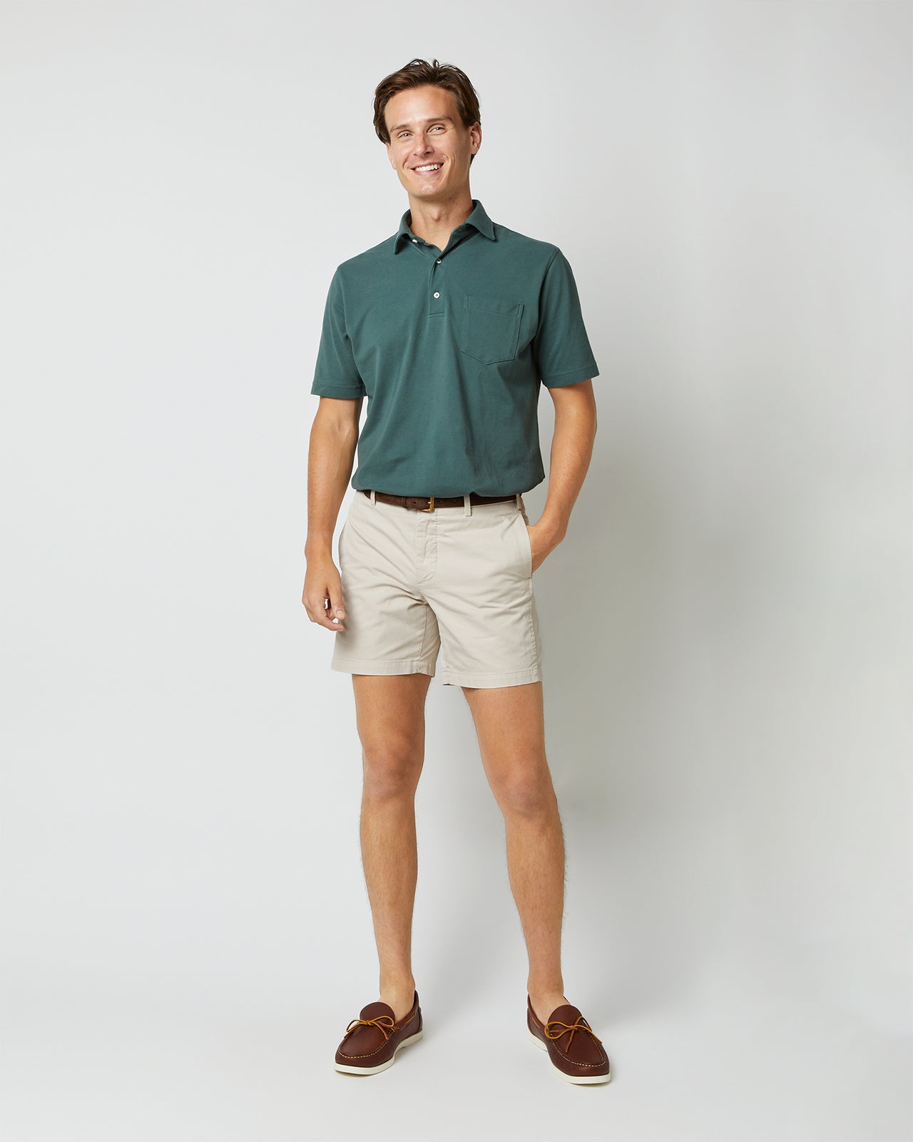 Garment-Dyed Short in Stone AP Twill