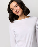 Load image into Gallery viewer, Long-Sleeved Boatneck Tee in White Pima Cotton
