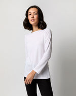 Load image into Gallery viewer, Long-Sleeved Boatneck Tee in White Pima Cotton
