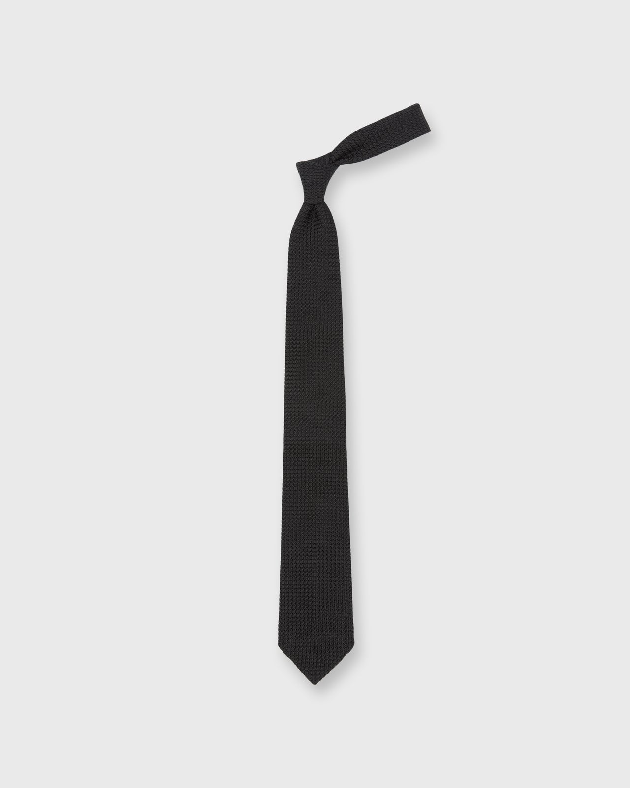 Hand-Rolled Silk Grosso Grenadine Untipped Tie in Black