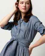Load image into Gallery viewer, Classic Shirtwaist Dress in Indigo Cotolino Chambray
