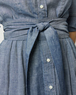 Load image into Gallery viewer, Classic Shirtwaist Dress in Indigo Cotolino Chambray
