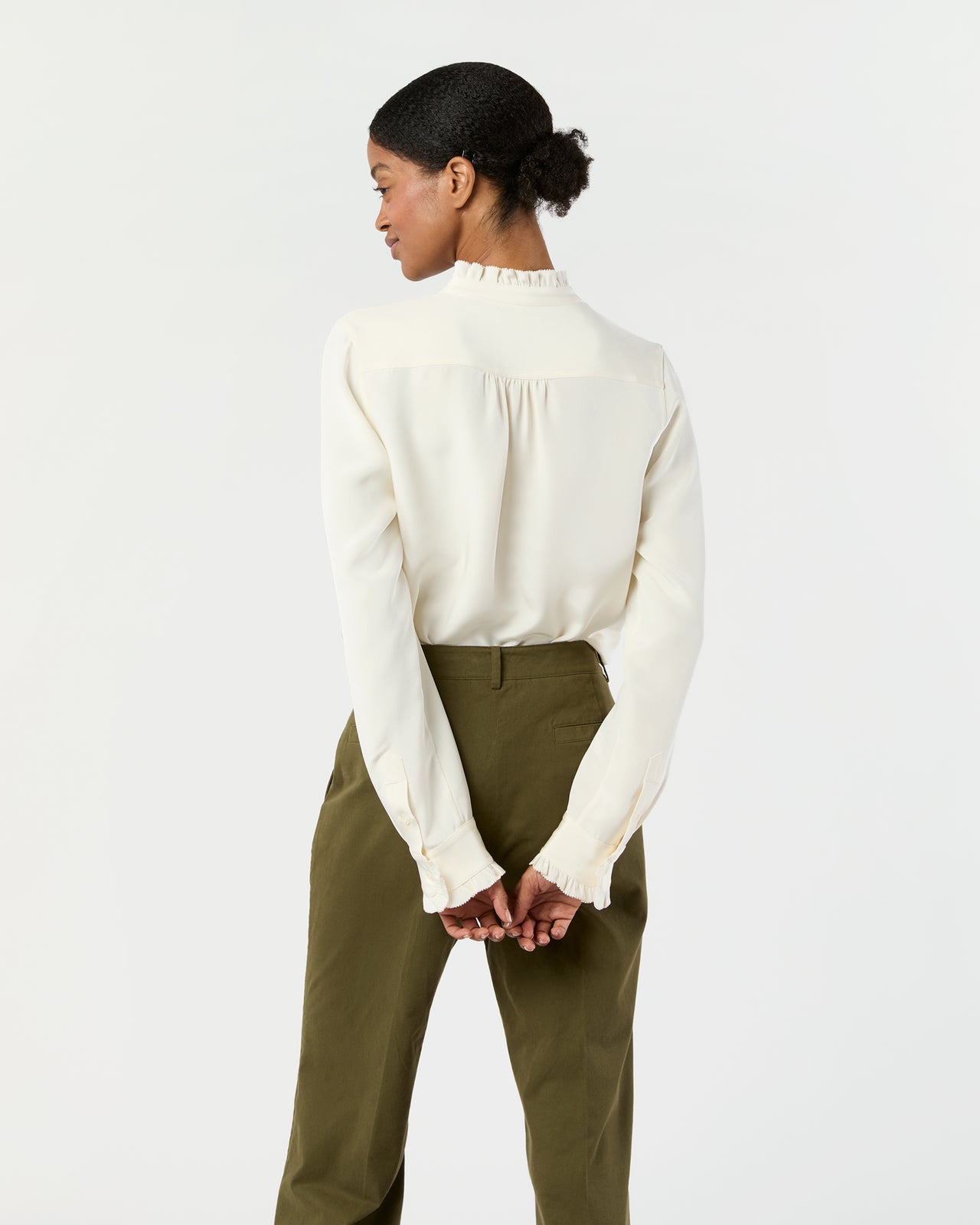 Frill Blouse in Ivory Silk