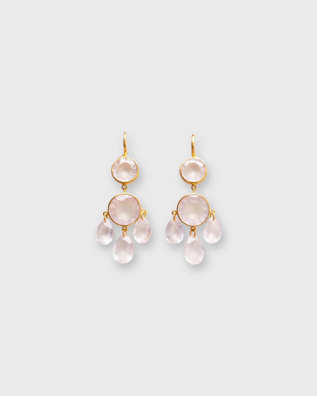 Small Gabrielle D'Estrees Earrings in Rose Quartz