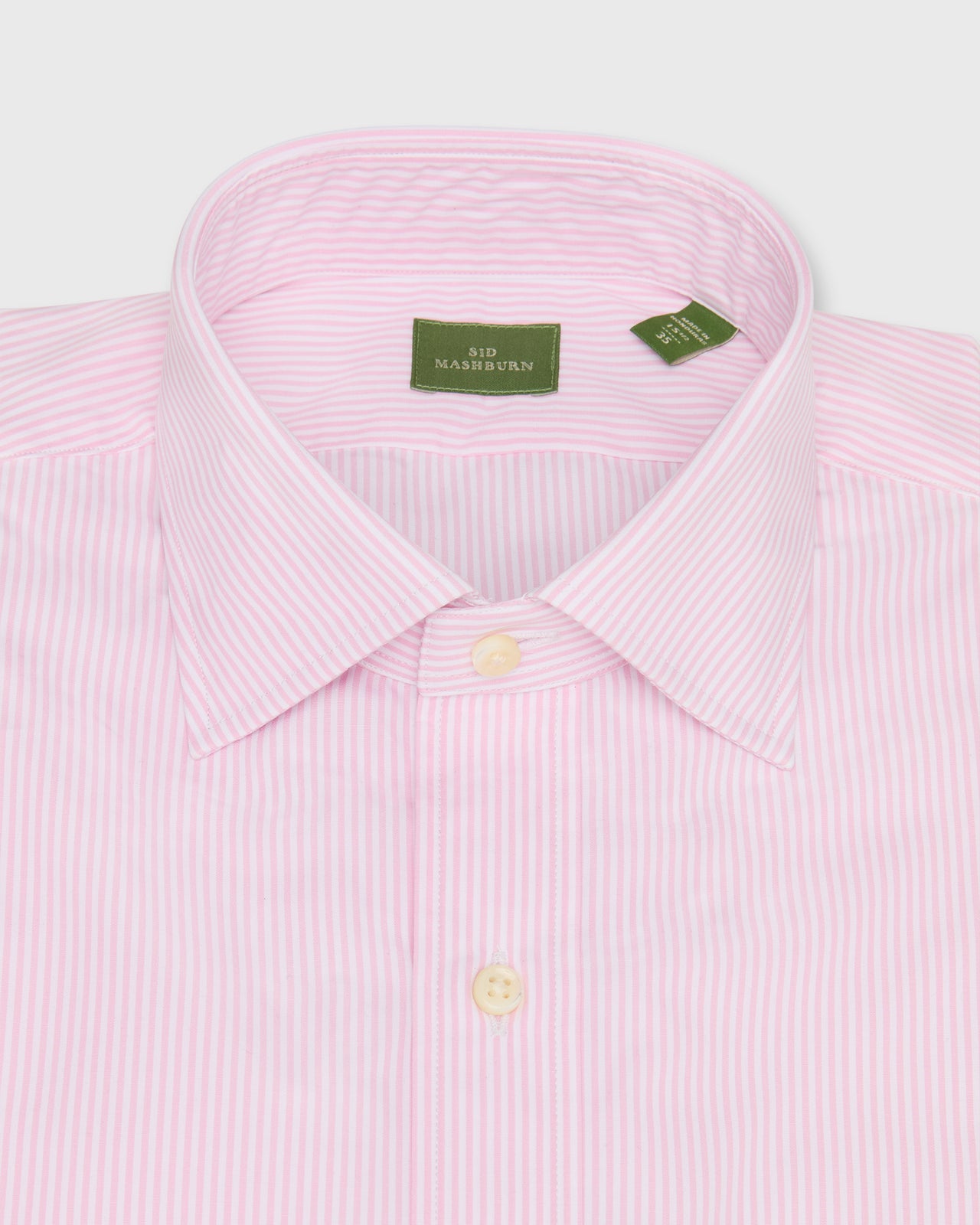 Spread Collar Dress Shirt in Pink Bengal Stripe Poplin