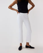 Load image into Gallery viewer, Faye Flare Cropped Pant in White Garment-Dyed Stretch Twill
