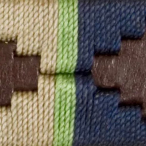 1 1/8" Polo Belt in Khaki/Navy/Sage Chocolate Leather