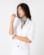 Load image into Gallery viewer, Anyway Scarf in Blue/Green Joanna Louise Liberty Fabric
