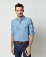 Load image into Gallery viewer, Western Work Shirt in Extra Light Washed Indigo Chambray
