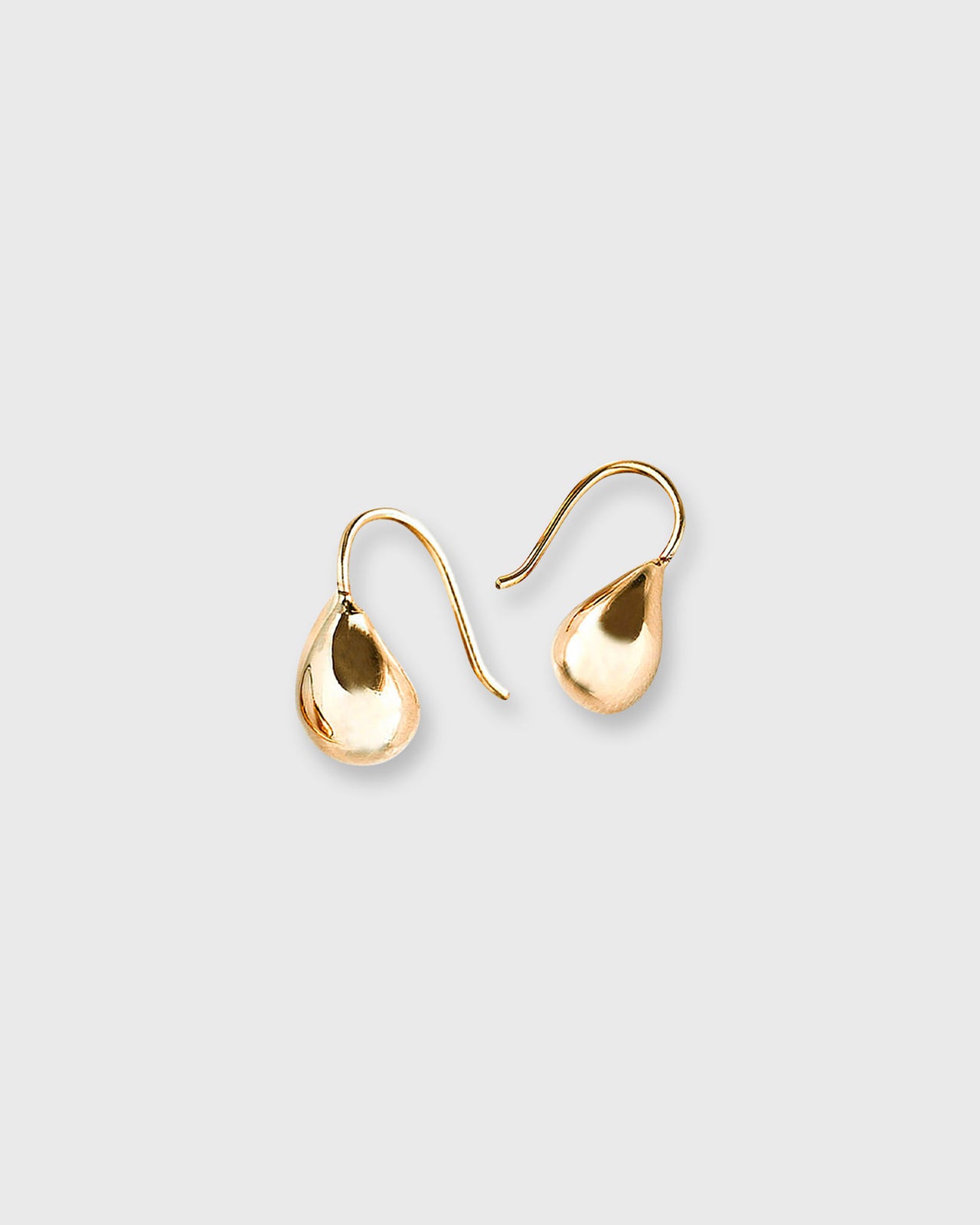 Teardrop Bead Hook Earrings in Gold-Plated Brass