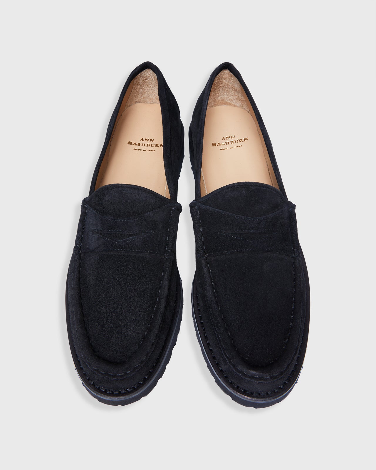 Lug Sole Loafer in Black Suede