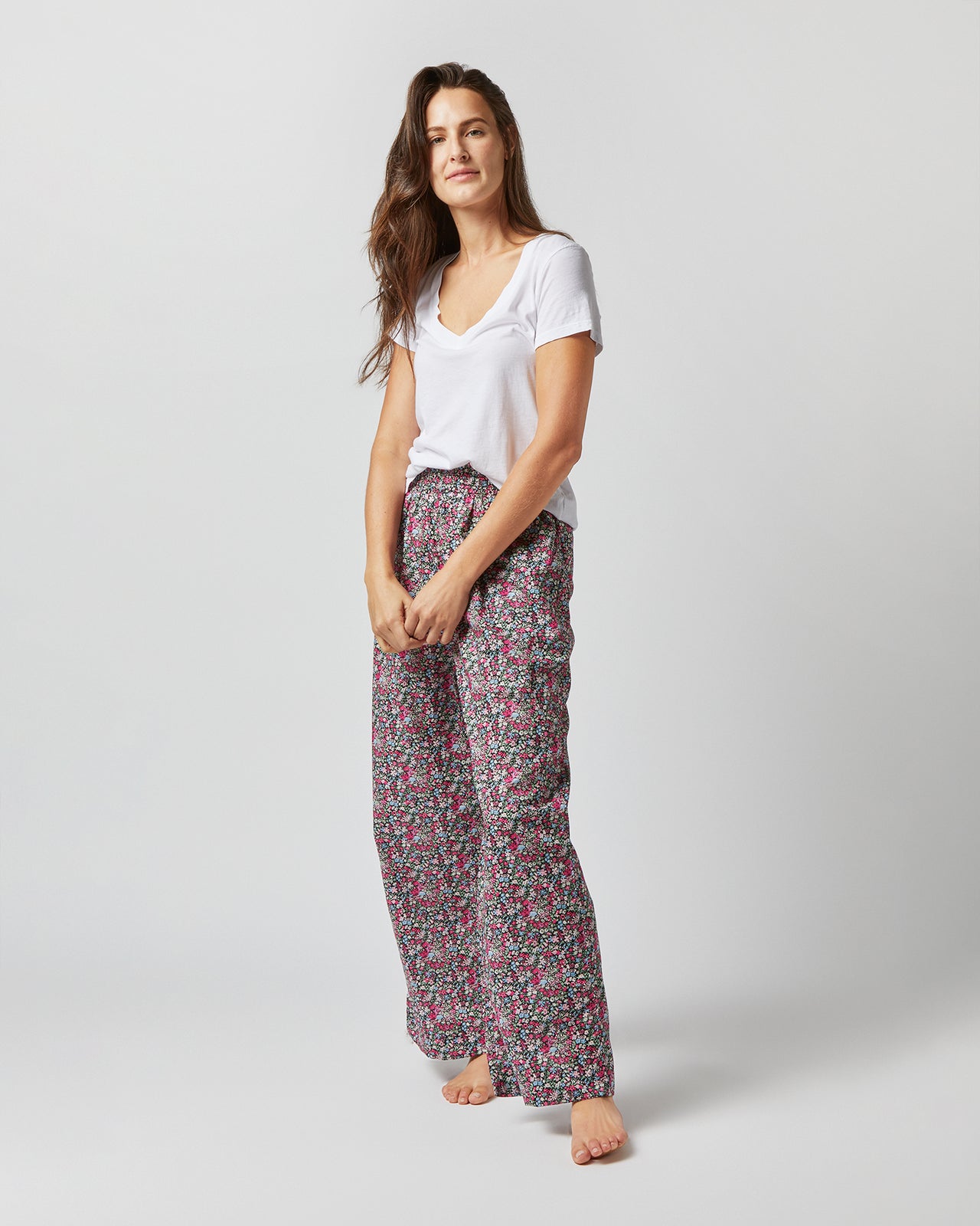 Pajama Pant in Pink/Sky/Green Floral Affair Liberty Fabric
