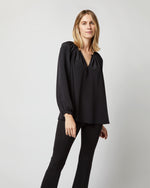 Load image into Gallery viewer, Ariana Blouse in Black Silk Crepe de Chine
