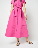 Load image into Gallery viewer, Gianna Maxi Shirtdress in Azalea Cotton/Nylon Faille
