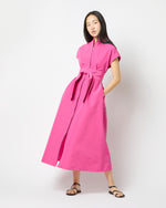 Load image into Gallery viewer, Gianna Maxi Shirtdress in Azalea Cotton/Nylon Faille
