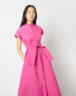 Load image into Gallery viewer, Gianna Maxi Shirtdress in Azalea Cotton/Nylon Faille

