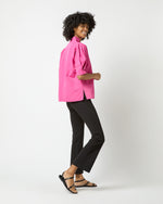 Load image into Gallery viewer, Short-Sleeved Violet Top in Azalea Cotton/Nylon Faille
