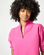 Load image into Gallery viewer, Short-Sleeved Violet Top in Azalea Cotton/Nylon Faille
