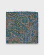 Load image into Gallery viewer, Hand-Rolled Wool/Silk Pocket Square in Lovat/Navy Paisley
