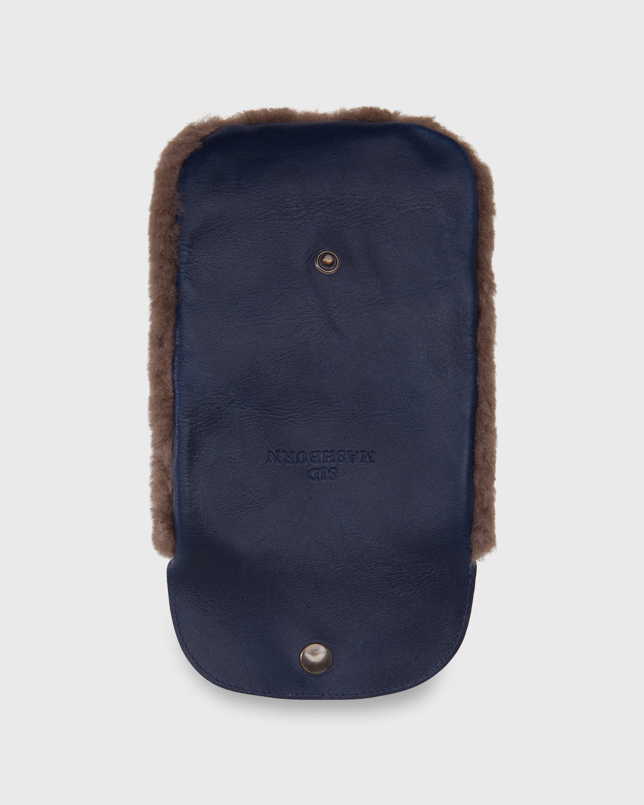 Shoe Polishing Mitt in Navy Leather/Shearling