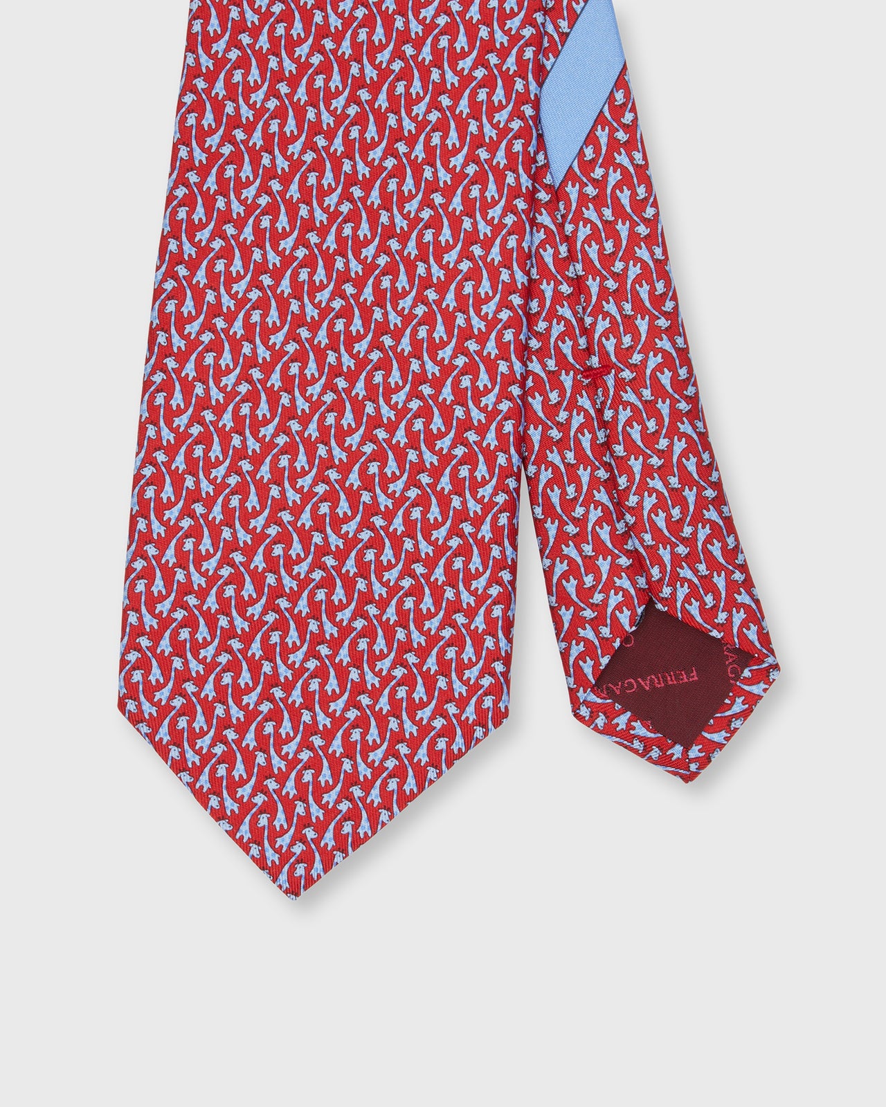 Silk Print Tie in Red Giraffes