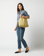 Load image into Gallery viewer, Reusable Tote Bag in Marigold/Blue Peach Blossom Liberty Fabric
