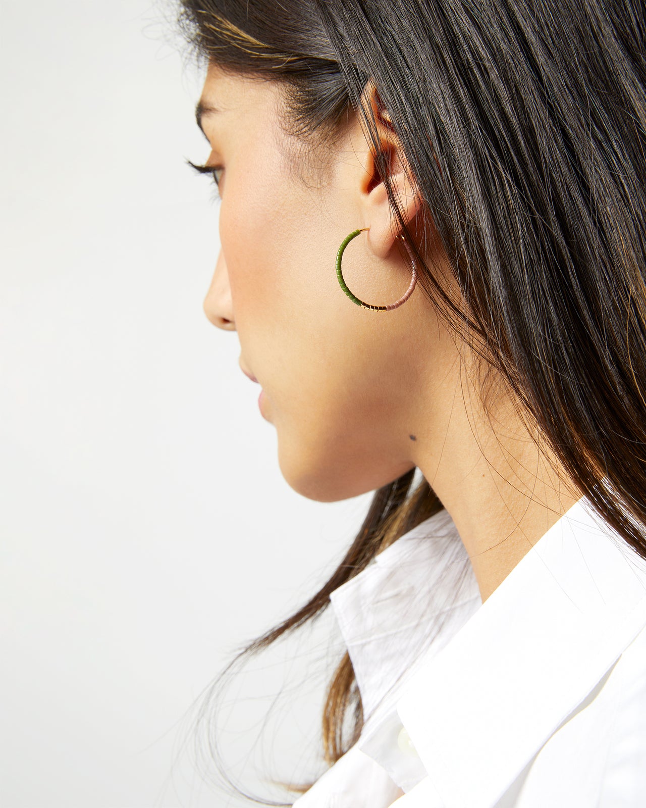 Small Hoop Earrings in Olive