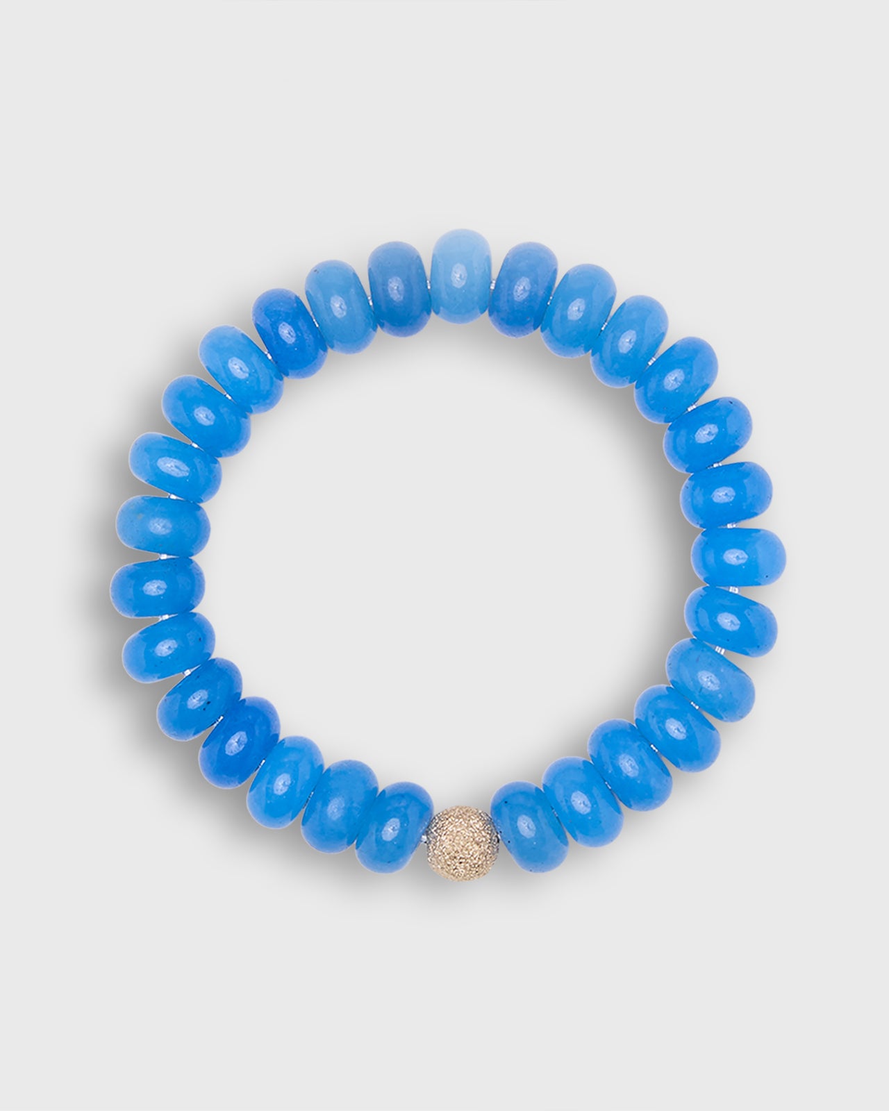 Semi Precious Beaded Bracelet in Blue Suede Monochrome