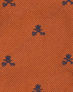 Load image into Gallery viewer, Silk Club Tie in Orange/Navy Crown and Swords
