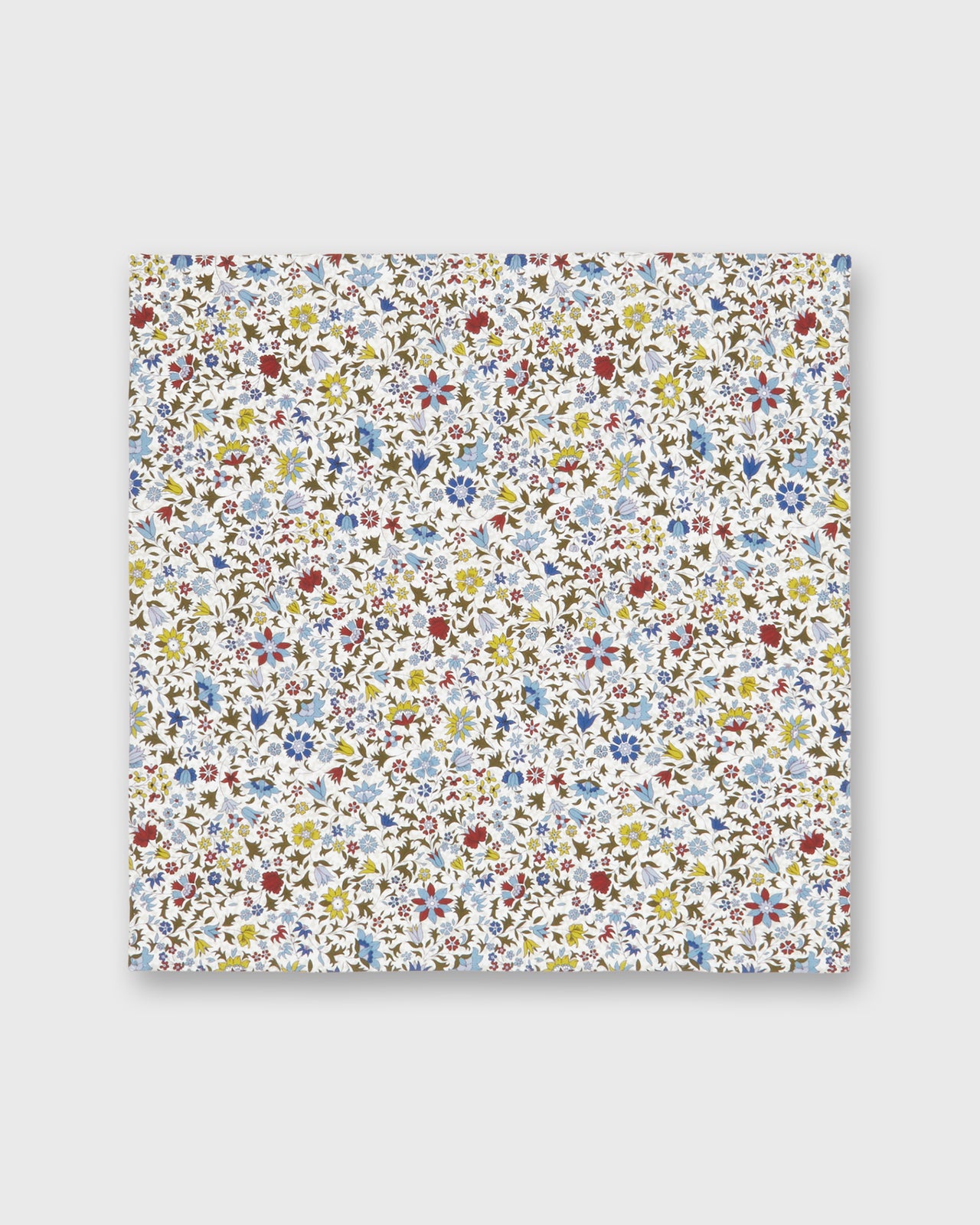 Hand-Rolled Cotton Print Pocket Square in Olive Godinton Garden Liberty Fabric
