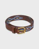 Load image into Gallery viewer, 1 1/8" Polo Belt in Blue/Bone Medium Brown Leather
