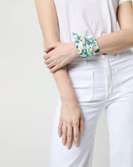 Load image into Gallery viewer, Anyway Scarf in White/Blue/Green Multi Eva Belle Liberty Fabric
