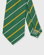 Load image into Gallery viewer, Silk Woven Tie in Green/Yellow/White Stripe
