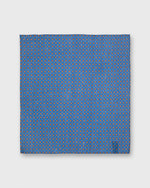 Load image into Gallery viewer, Hand-Rolled Linen/Cotton Print Pocket Square in Dusty Blue/Apricot/Bone Flower

