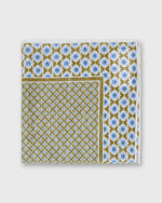 Load image into Gallery viewer, Hand-Rolled Linen/Cotton Print Pocket Square in Clover/Bone/Blue Mosaic
