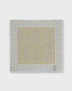 Load image into Gallery viewer, Hand-Rolled Linen/Cotton Print Pocket Square in Clover/Bone/Blue Mosaic
