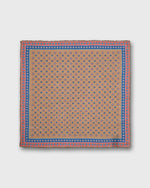 Load image into Gallery viewer, Hand-Rolled Linen/Cotton Print Pocket Square in Taupe/Blue/Apricot Flower
